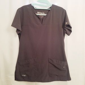 Grey's Anatomy Notch Neck Scrub Top Graphite S